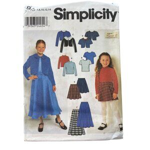 Simplicity 9459 Sewing Pattern K5 Size 7-14 Girls Jacket Top & Skirt Retro UNCUT